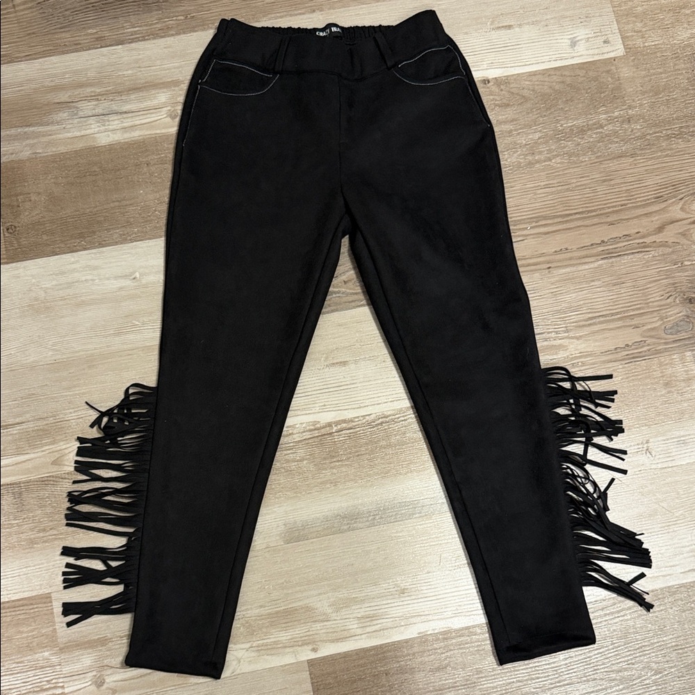 Nwt Crazy Train Black Fringe Women's Pants
